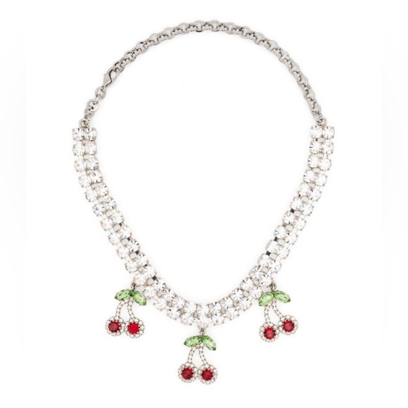 Alessandra Richcherry-pendant crystal-embellished necklace